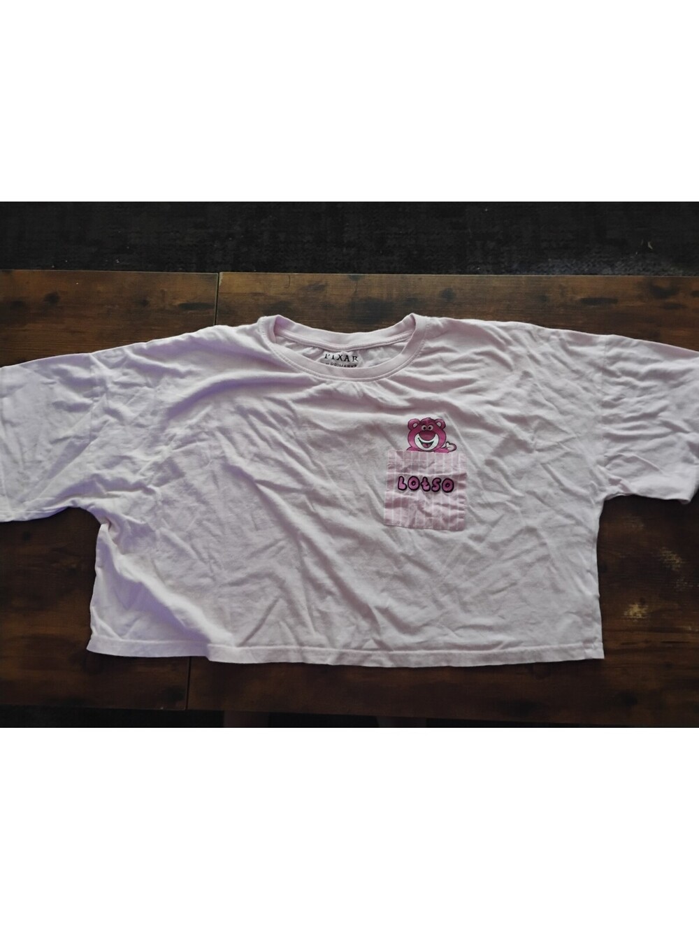Pixar at Primark Lotso Bear Pink Crop Top T-Shirt Size Medium M (8-10) Toy Story